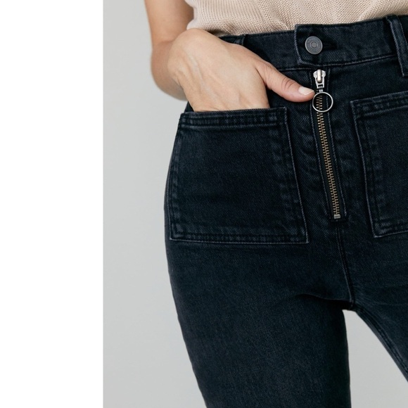 Reformation Peyton Zip Ultra High Rise Bootcut Jeans Solana Washed Black 25 - Picture 3 of 14